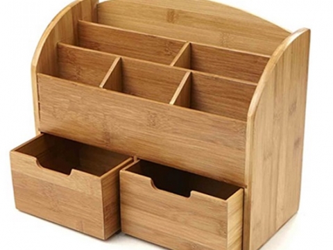 8 compartment bamboo desktop organizer